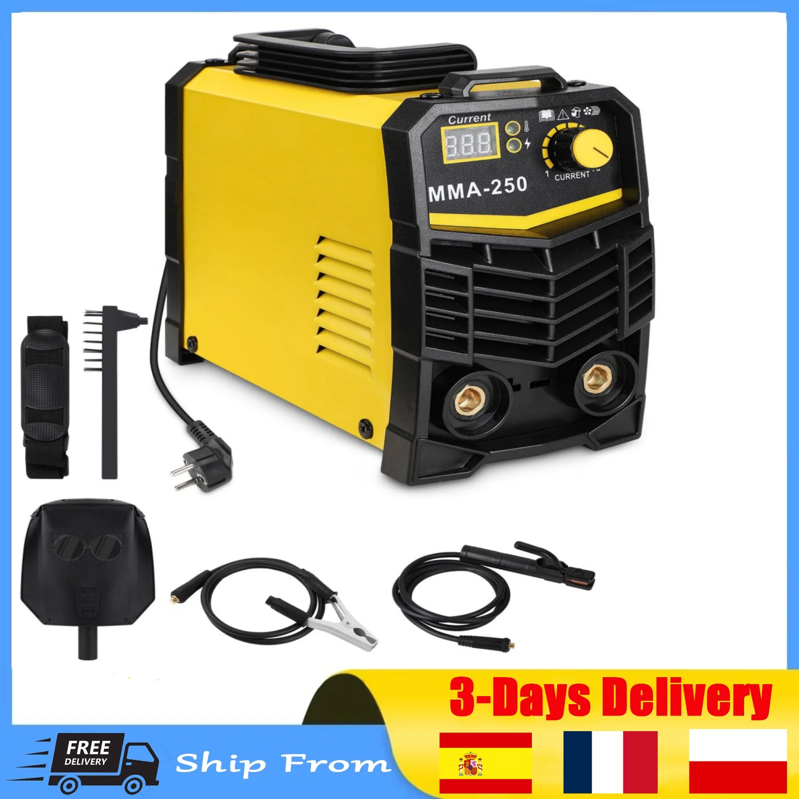 MMA Electrode Welding Machine 250A, IGBT Inverter E-Hand Welding Machine, Mini Electrode Welding Machine, Adjustable Power, Buil