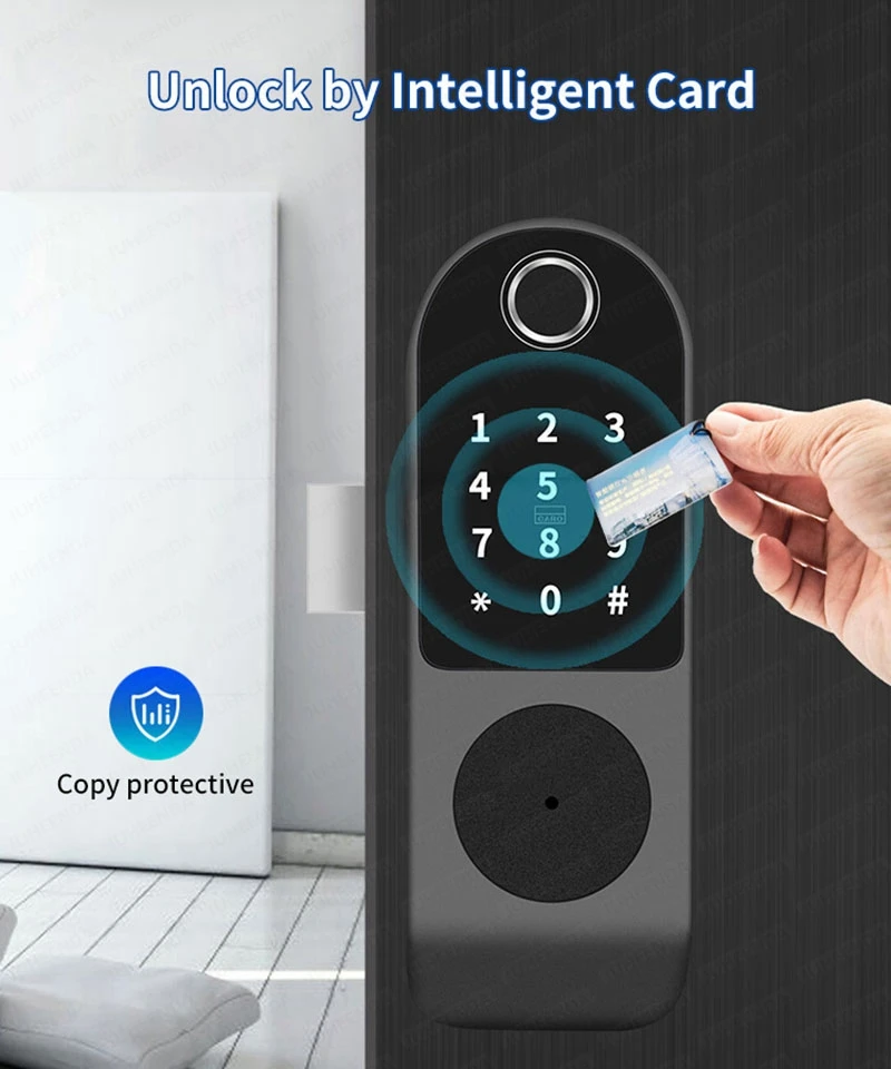 Biometrics Fingerprint Tuya WIFI Electronic Smart Door Lock Fechadura Password Lock IC-Card Security Home Metal Gate Door Lock