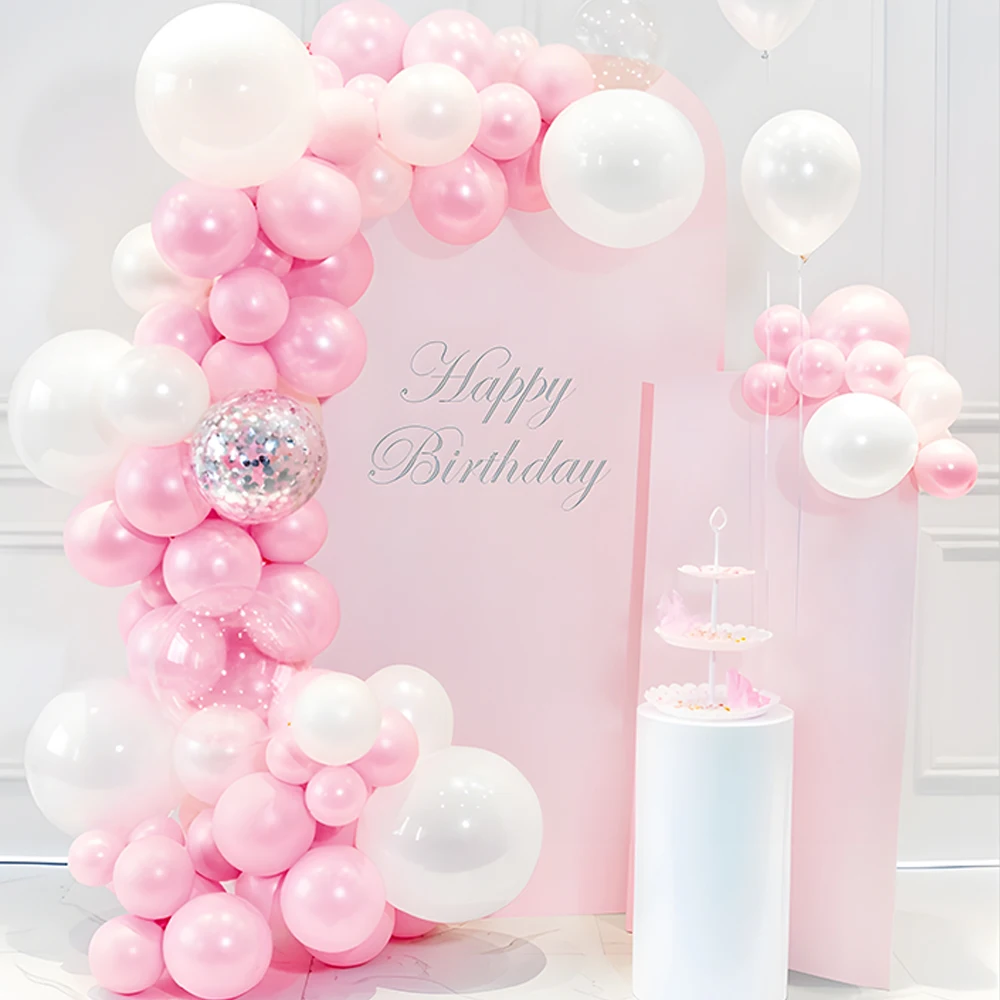 

Us Stock 93 Pcs Party Decoration Pink Color Balloon Chain Set For Birthday Festivals Celebration