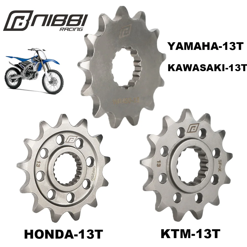 NIBBI 13T Teeth Silent Durable Motorcycle Front Sprocket Chain Wheel For Honda CRF250 R Yamaha WR450 YZ450 Kawasaki KX250 KTM500