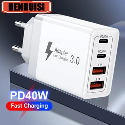 40W USB C Charger Fast Charging USB Type C Wall Charger Adapter PD QC3.0 Quick Charge For iPhone Samsung S23 S21 Laptop Tablet