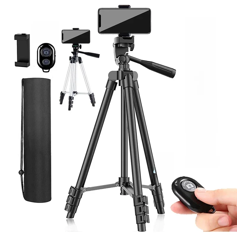 Tripé para telefone 100cm, gravação de vídeo, tripé com controle remoto bluetooth, câmera universal,