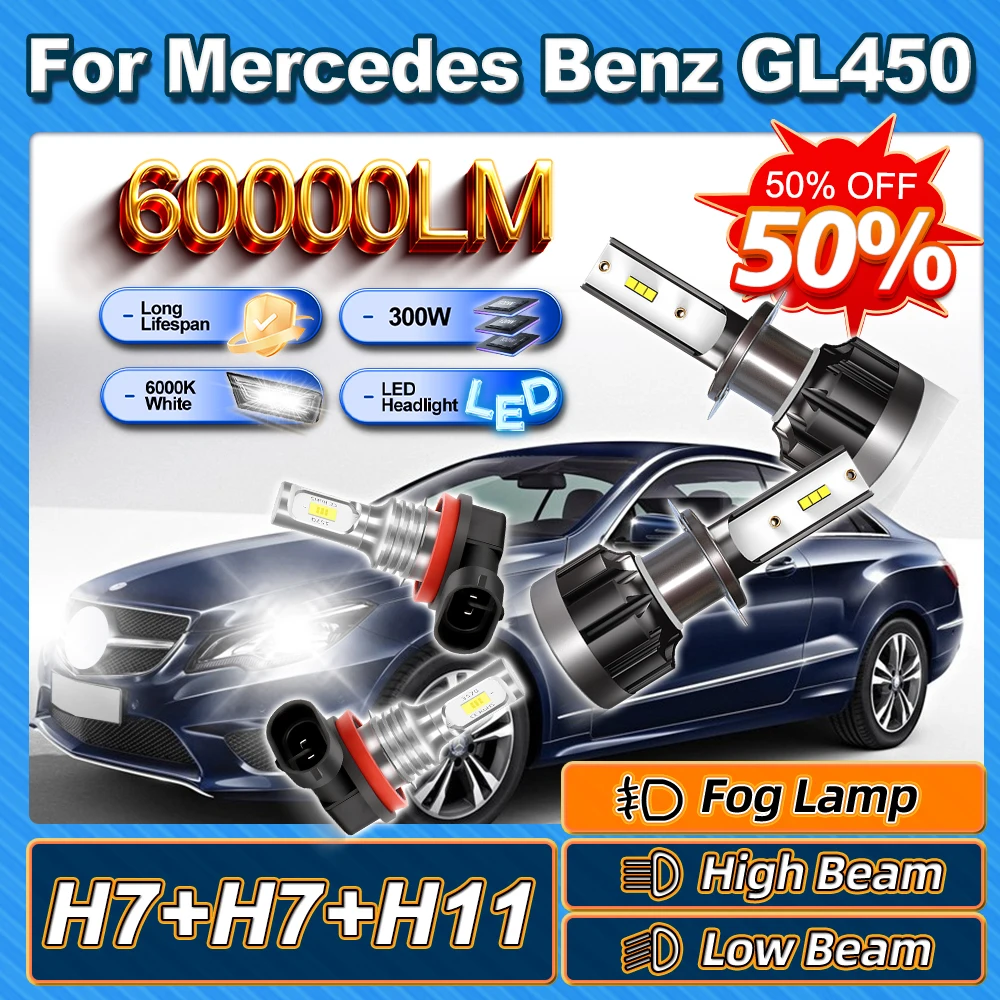 

For Mercedes Benz GL450 2007 2008 2009 2010 2011 2012 300W H7 High Low Beam Headlight Ampoule H11 Fog Light Easy To Install 12V