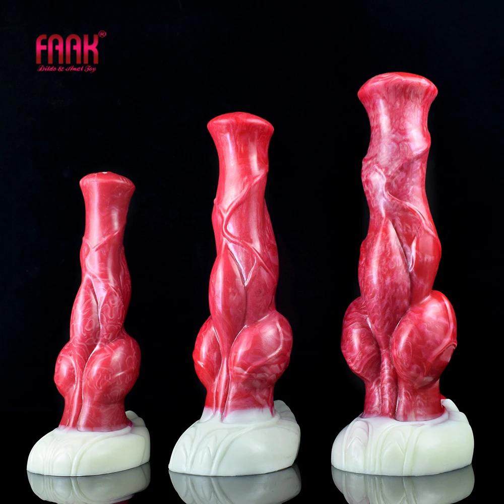 FAAK Large Knot Wolf Dildo With Suction Cup Silicone Multi cClor Anal Plug Sex Toys For Women Big Dong Erotic Products