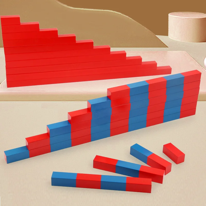 Montessori Math Early Learning Numerical Rods Wooden Red&Blue Number Stick Preschool Kindergarden Educational Toys