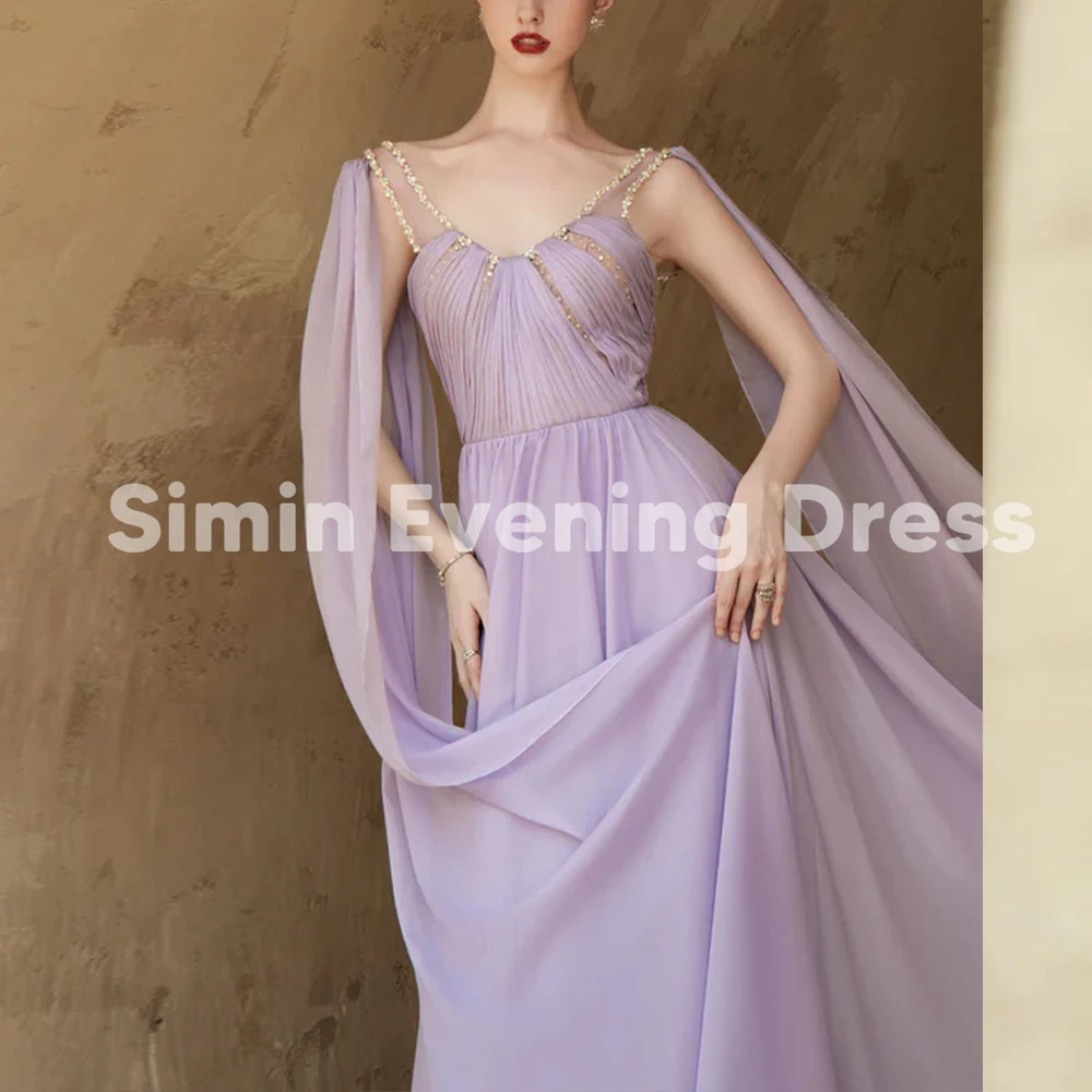 

Simin женские вечерние платья в Саудовской Аравии с v-образным вырезом и бисером без рукавов с длинной шалью длиной до пола, вечерние элегантные платья 2025