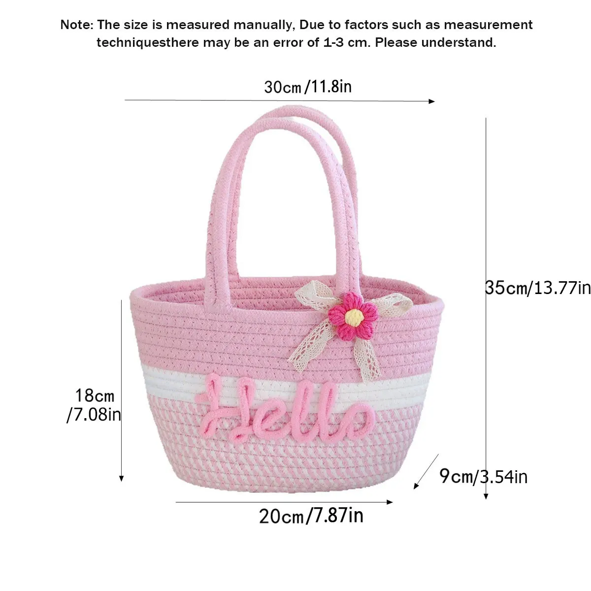 Personalized Braided Cotton Yarn Tote Bag, Customizable