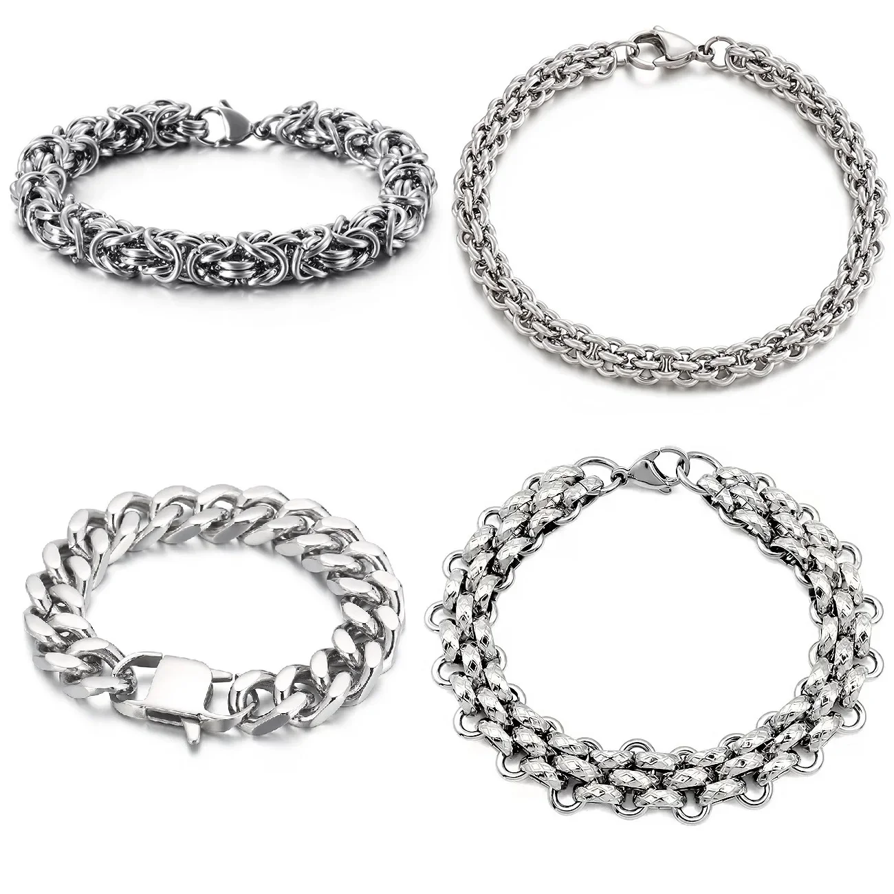 AliExpress CRUCIO Hip Hop 316L Stainless Steel Bicycle Cuba Chain Bracelet for Men Women Solid Metal Cable Figaro Box Luxury Emo Accessories Kpop