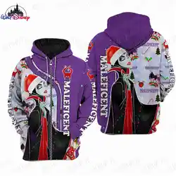 The Villains Disney Maleficent Christmas men women 3D Print High quality Fleece Zipper/ Hoodies parent-child Pullover Tops