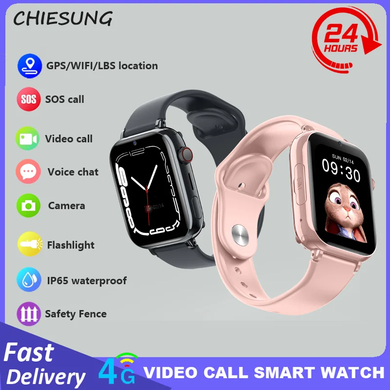 Nowy 4G Kids Smart Watch Video SIM ROM 8GB Call Phone Watch Monitor GPS SOS Location Monitor Children Boy Girl Smartwatch Gifts