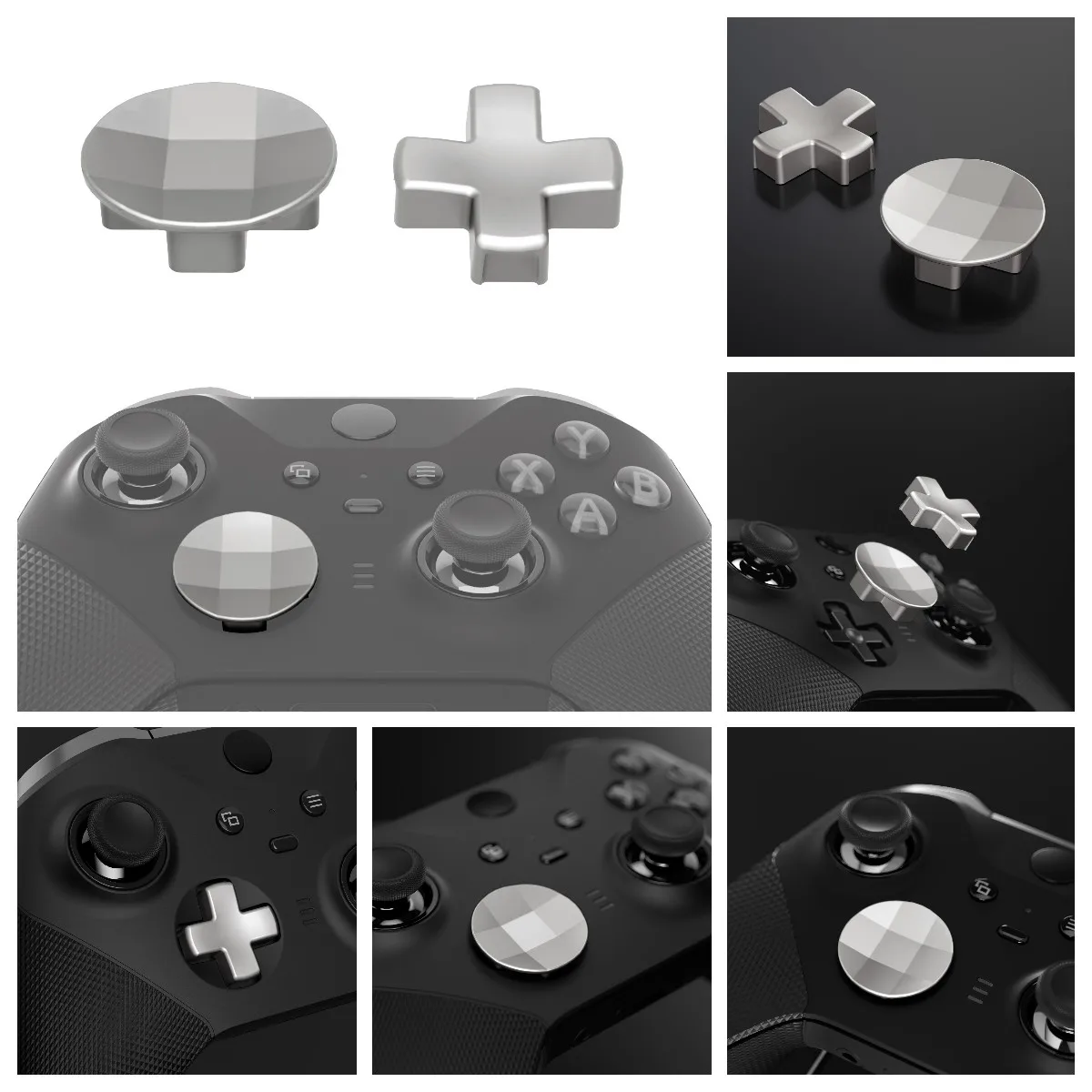 

eXtremeRate Replacement Parts Directional Pad Button Kits for Xbox Elite 1/2 Controller, 2 pcs Magnetic Stainless Steel D-Pads