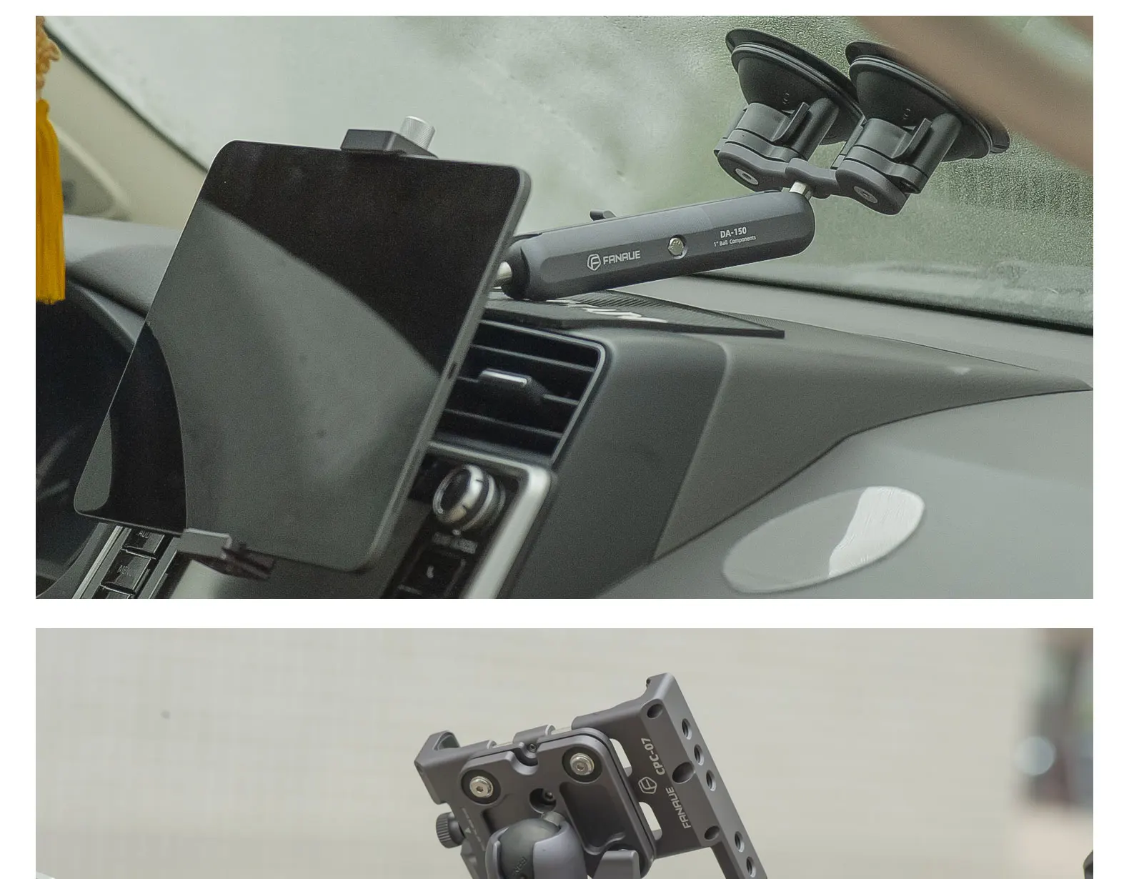 FANAUE Aluminiumlegierung Doppelsockelarm 25 MM/1 Zoll Kugelkopfhalterung Klemmhalterung für Fahrrad Motorrad Kamera für RAM MOUNTS – Detail 11