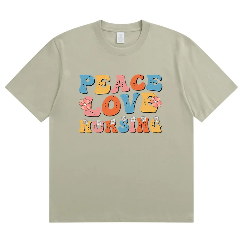 Summer New Peace Love Nursing Full Letters Fashion Sports Women's T-Shirt Harajuku Graphic Clothing Women's Top,Drop Ship