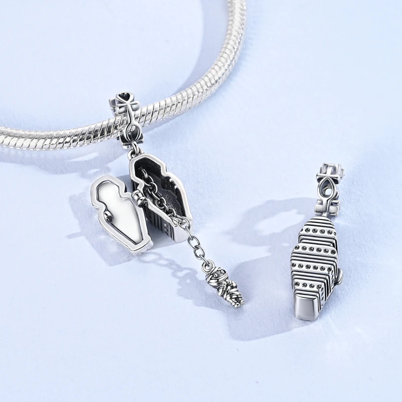 925 Sterling Silver Charms Beads Pendant Rotating Eye Cross Angel Religious Symbol Charms Fit Original Bracelet DIY Jewelry Gift 3