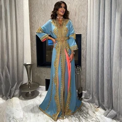 Furtanseo Exquisite Morocco Evening Dresses Saudi Arabia Embroidered Beading Appliques Long Sleeves V-neck Party Prom Gown