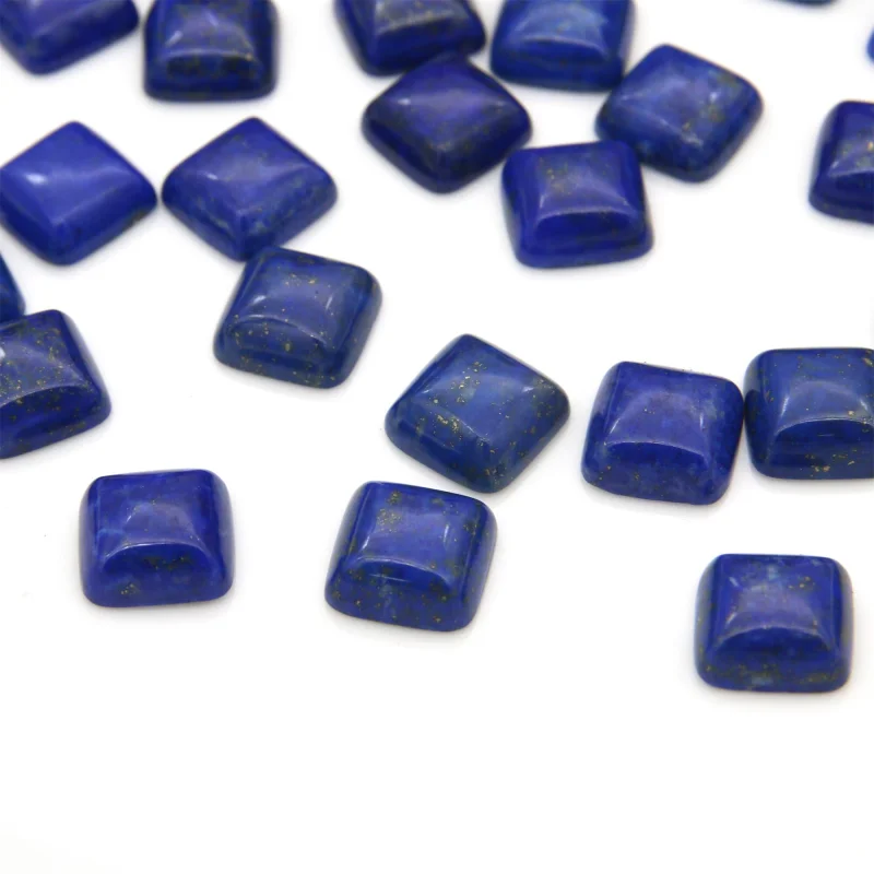 

5pcs Lapis Lazuli Square Cabochons Cab Natural Semiprecious Stone 8/10mm Findings For Jewelry Making DIY Ring Earring Pendant