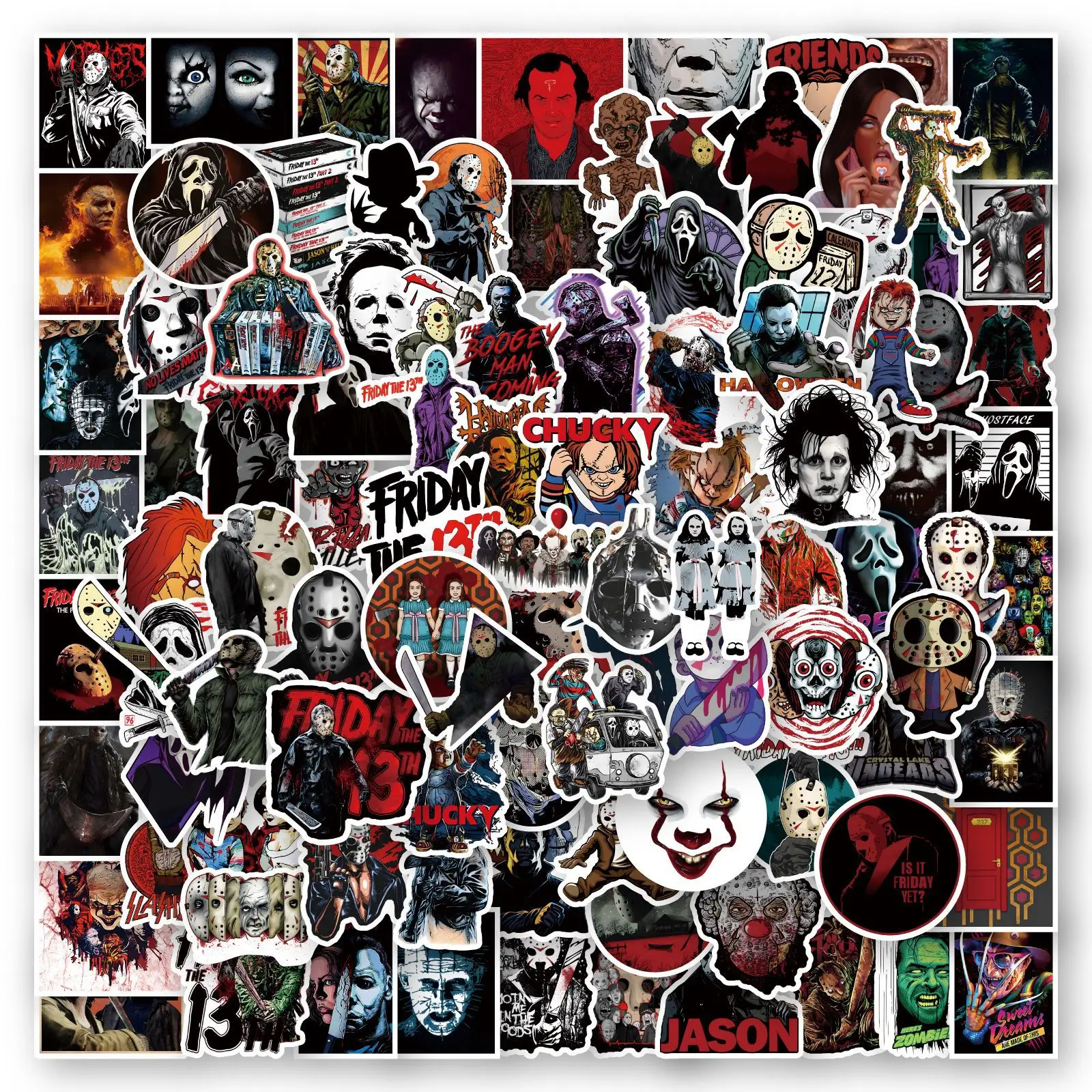 10/30/50/100PCS Mixed Horror Movie Character Stickers Graffiti Decals DIY Laptop Notebook Fridge Suitcase Classic Sticker Toys