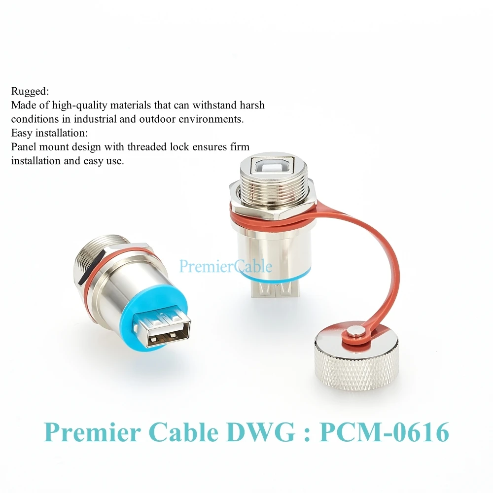 IP67 Robuster USB 2.0 A-Buchse auf B-Buchse Durchgangsverbinder für den Außenbereich, wasserdicht, Typ B auf Typ A Kupplung für Drucker – Detail 3