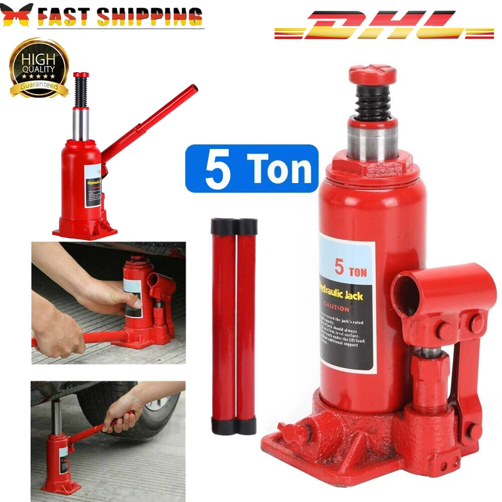Cric hydraulique bouteille 5 tonnes, cric de levage robuste 5T, hauteur de levage 180-355 mm, course 115 mm, 2,7 kg pour véhicule, camion, SUV