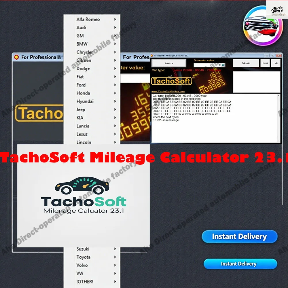 

Car Maintenance Tools Newest TachoSoft Mileage Calculator 23.1 obd2 scanner Software With License Digital Odometer Calculators