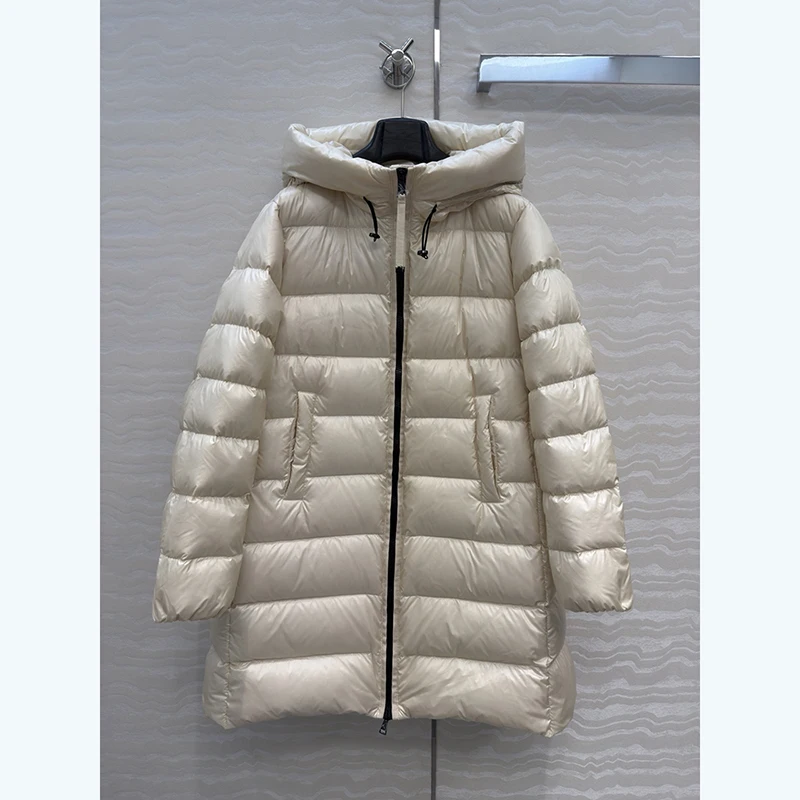 خريف شتاء نمط جديد مقنعين هود سستة البندول نمط طويل أسفل سترة امرأة بيضاء موضة الدفء أسفل سترة