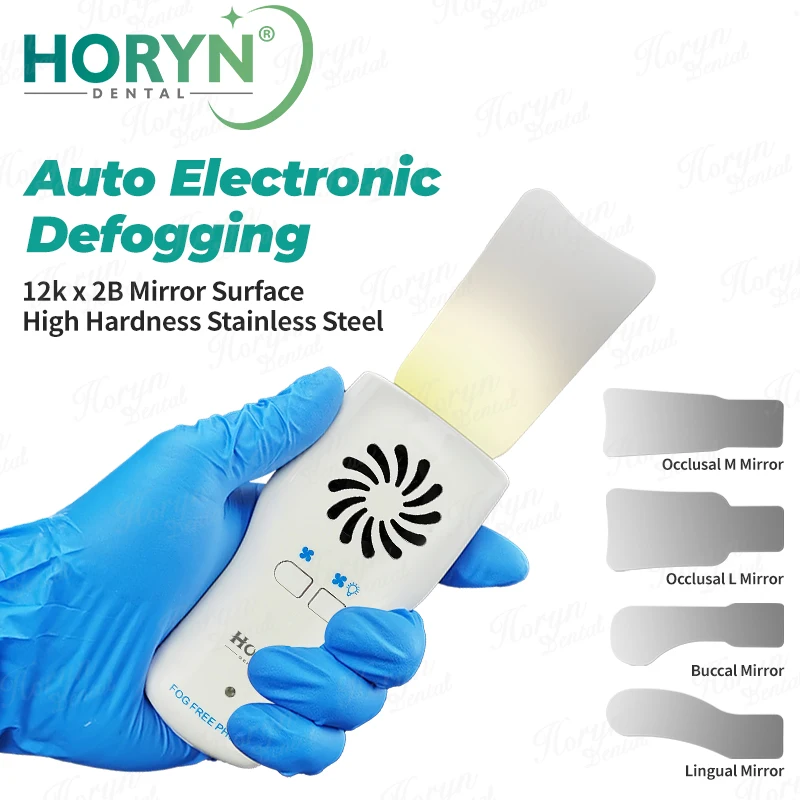 Horyn LED Dental Mouth Mirror Anti Fog Intraoral Mirror with Gentle Airflow Defogging Function for Dentist Oral Examination
