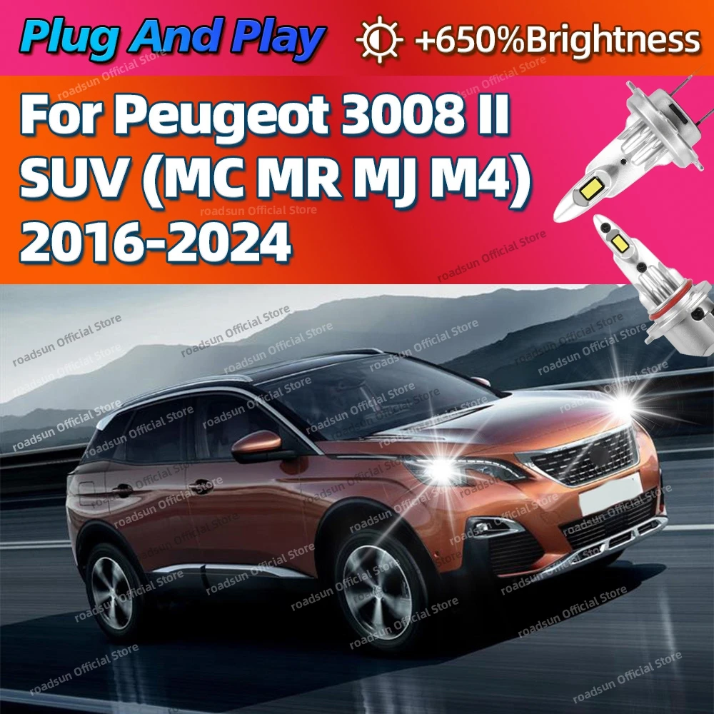 

2/4Pcs LED Bulb Headlight 6000K 30000LM Powerful Best Car Lamp For Peugeot 3008 II SUV MC MR MJ M4 2016-2024 2017 2018 2019