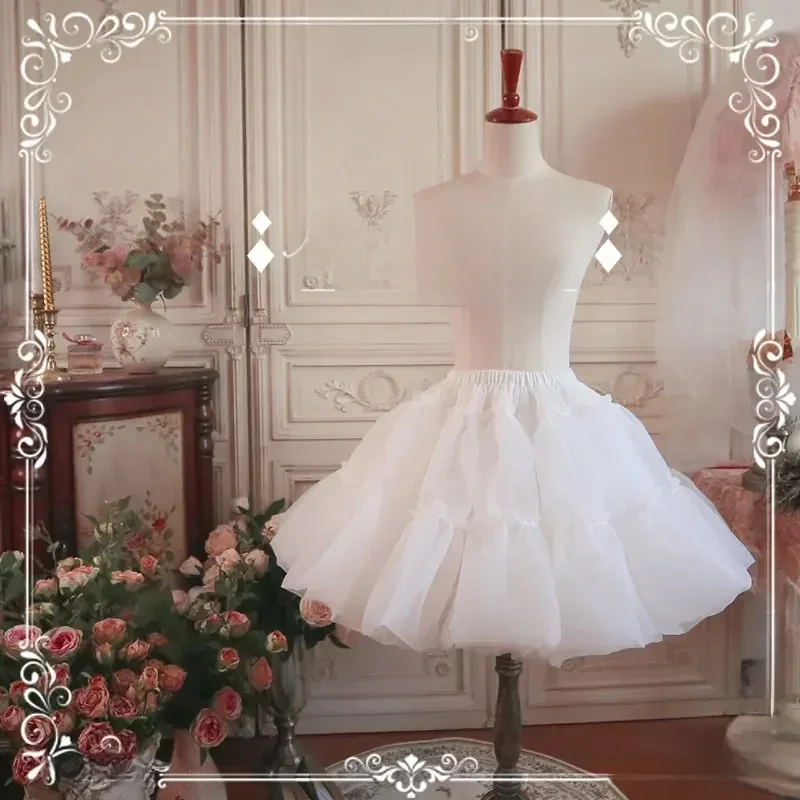 Słodka bufiasta halka w kształcie litery A 12 m Miękka organza Lolita pod spódnicą Krótka halka — zdjęcie 2