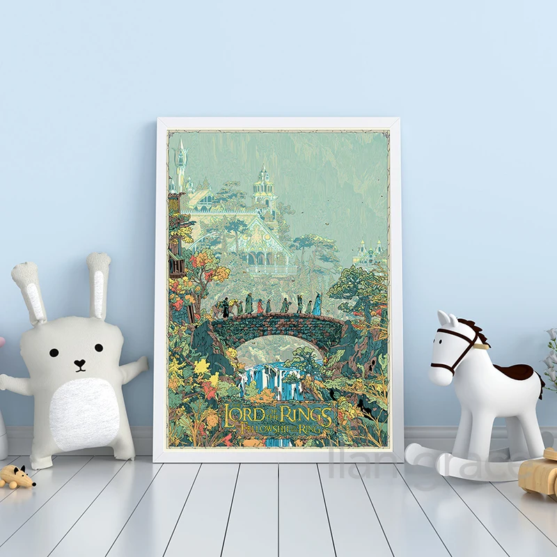 تولكين خريطة الأرض الوسطى الملصقات الظلام الخيال الفن يطبع خريطة البرية قماش اللوحة زمالة جدار صور الأولاد غرفة ديكور