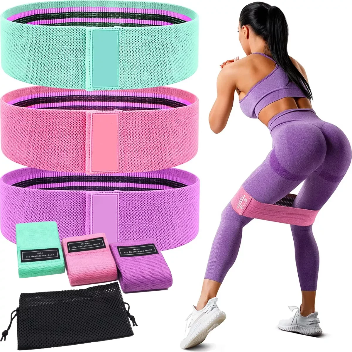 Elastic Fitness Resistance Elastic Fitness Band 3 Band Elastica Hip Mini Band Workout Exercise