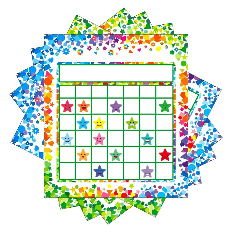 30 عبوة من مخطط المكافآت الحافز للفصل الدراسي مخطط السلوك المنزلي للطلاب مع 1500 قطعة من ملصقات النجوم 6 تصميمات كور تشا
