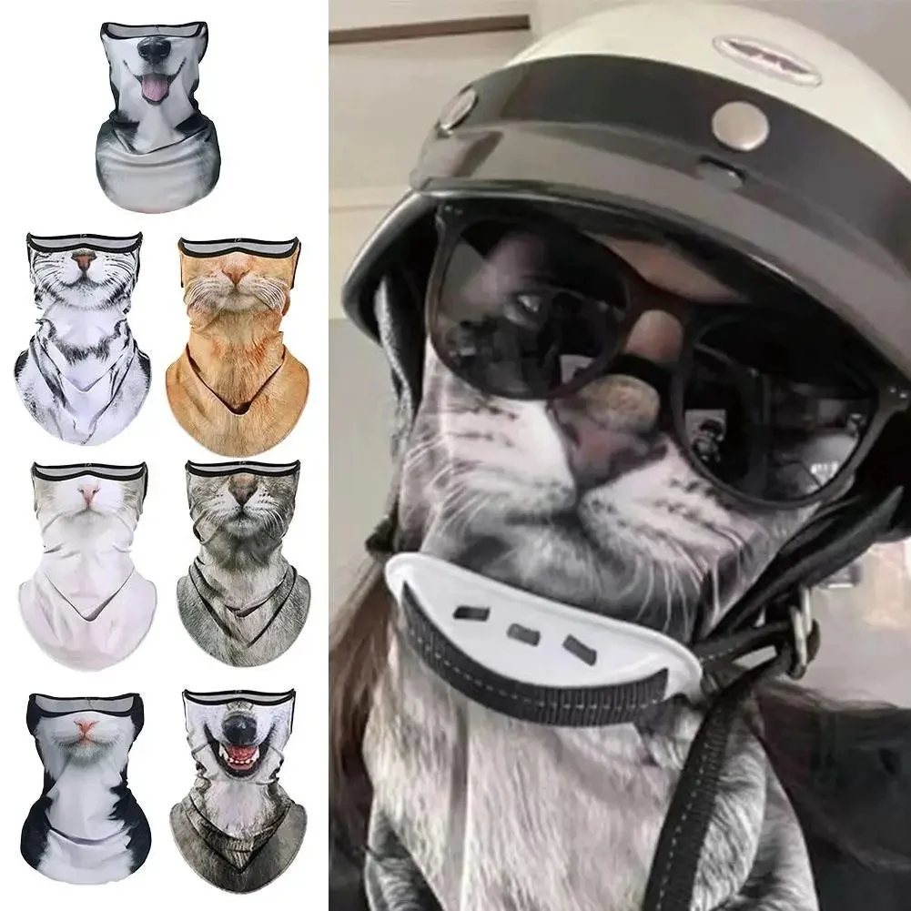 AliExpress UK 3D Animals Magic Scarf Bandana Breathable Neck Warmer Hanging Ear Outdoor Sports Triangle Face Mask Neckerchief Cycling Headgear
