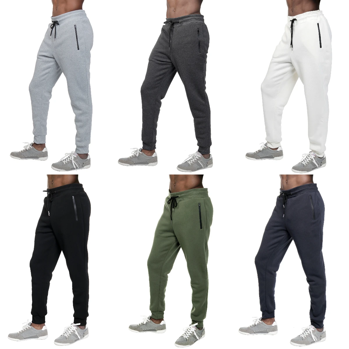 6 Pack Lucky No. 1 Men’s Fleece Active Athletic Workout Jogger Sweatpants for Men with Zipper Pocket and Drawstring S-3XL