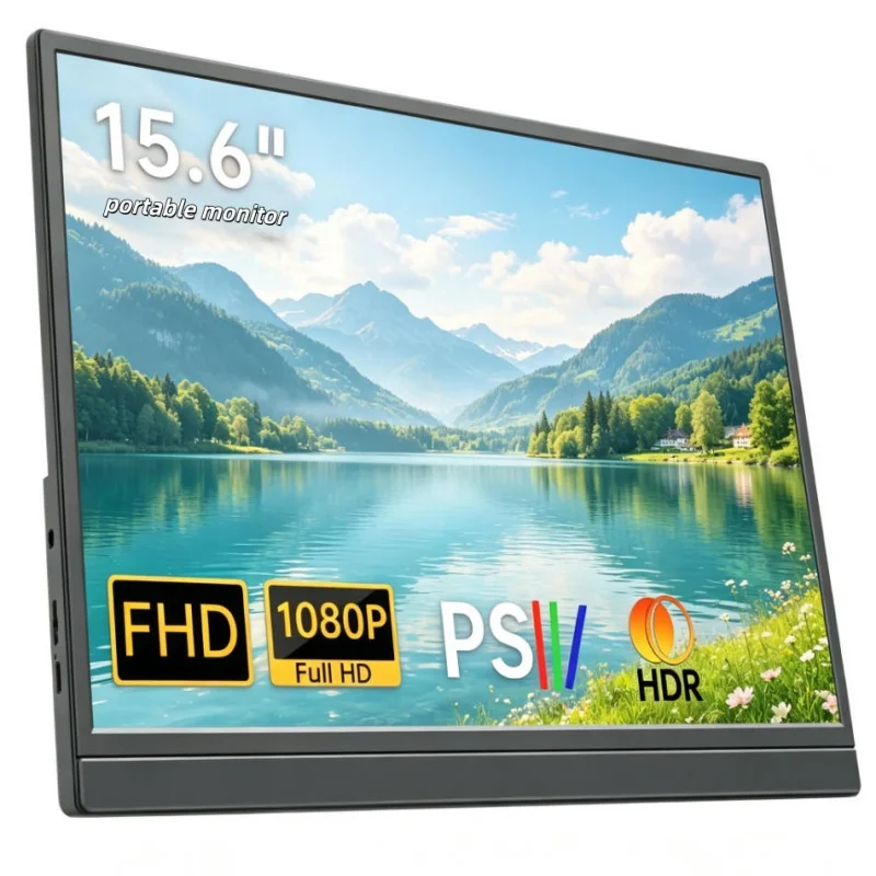ABR 15.6 inch Portable Monitor FHD 1080P IPS USB-C Mini-HDMI External Second Screen for Mac Laptop PC Switch Xbox PS4/5 Xbox