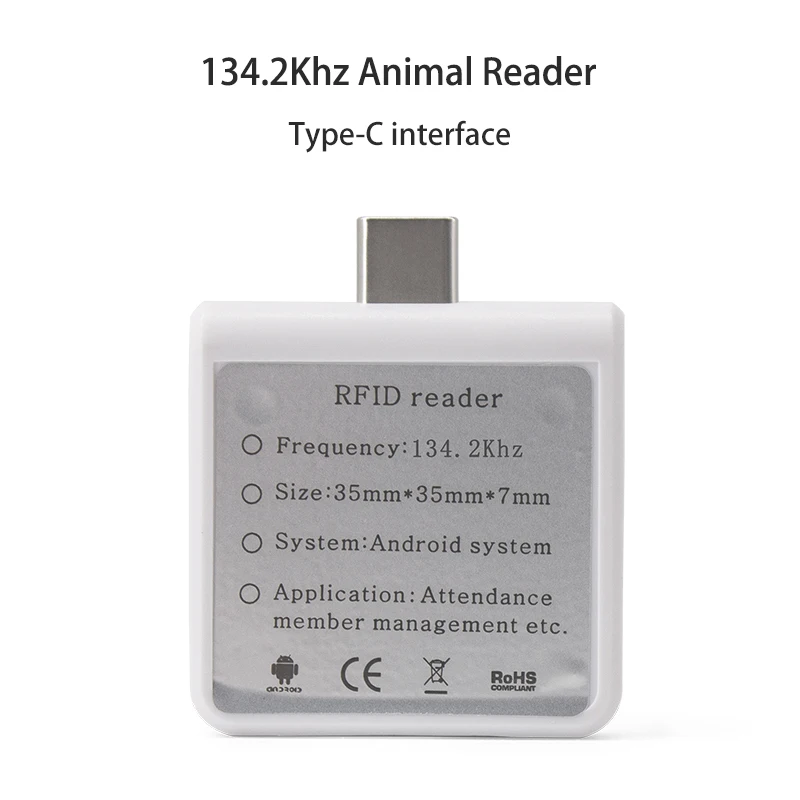 134.2KHZ Animal Reader Black and White Micro USB 125KHz RFID Ear Tag Mini OTG Reader Android Phone Animal Reader