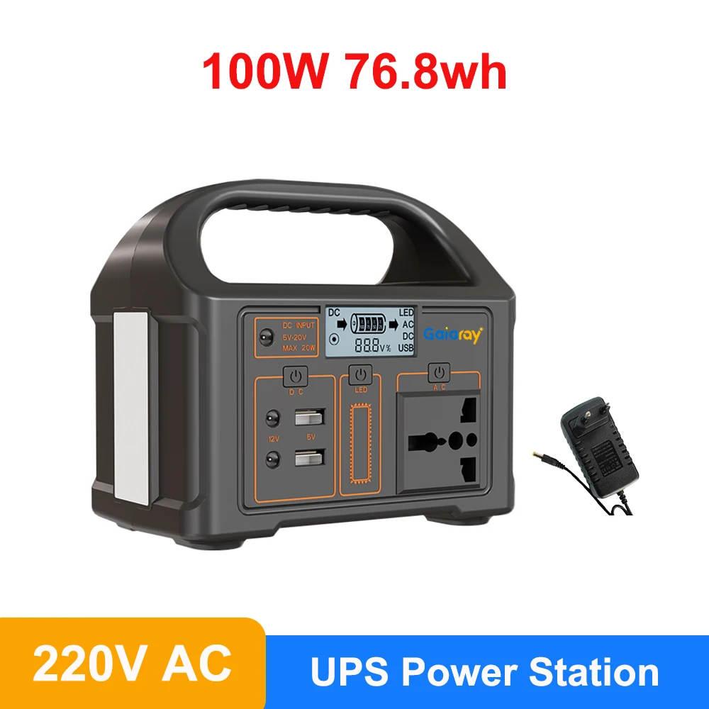 Gaiaray 100W draagbare krachtcentrale zonnegenerator 220V UPS-functie 24000mAH LiFePO4-batterijlaadstation voor camping thuis