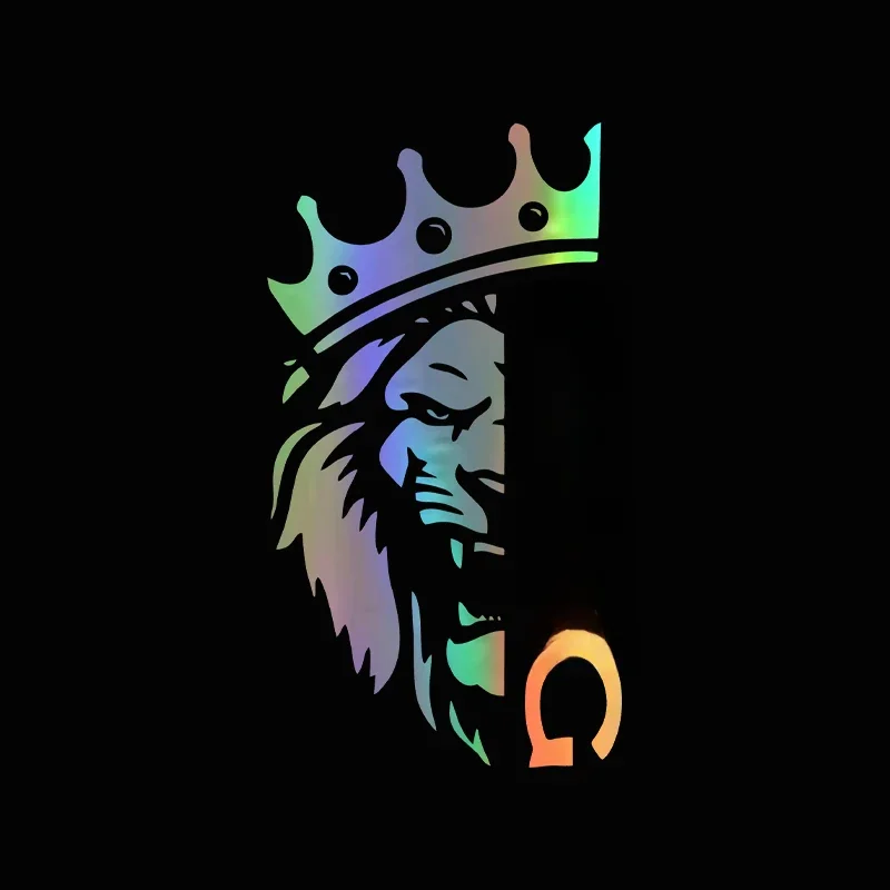 Autocollant intérieur de voiture Lion avec une couronne roi, autocollant en vinyle découpé, pare-chocs de voiture, décoration de voiture étanche pour ordinateur portable