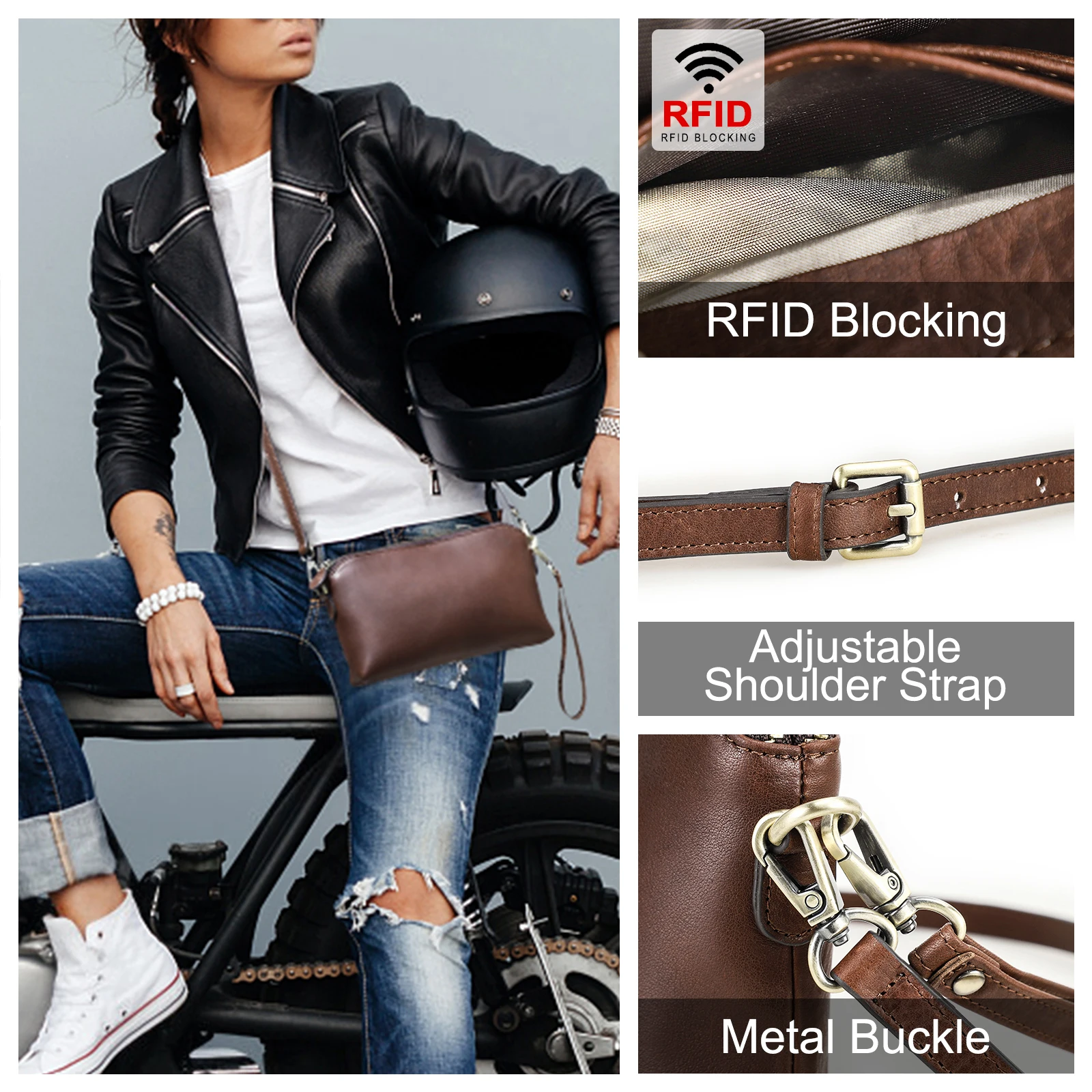 CONTACT\'S Genuine Leather Sling Shoulder Bags for Women Brand Fashion Female Bags Handbags Clutch Bags Phone Pockets Wallets