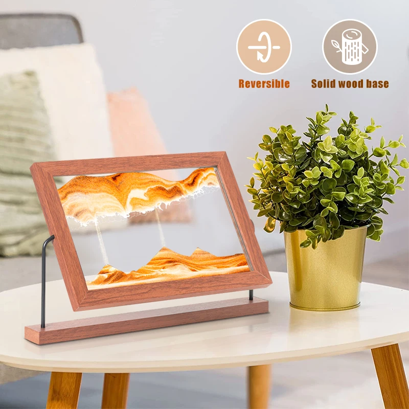 Dynamic Sand Pictures Rotatable Moving Sand Art Painting Square Glass 3D Deep Sea Sandscape Hourglass For Office Home Decor