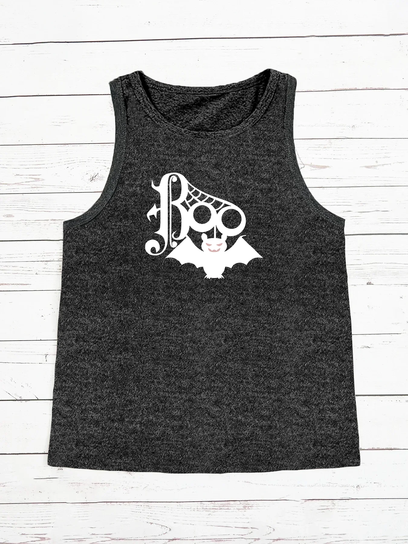 Summer Beach Wear Boo Bat Spider Fashion Funny Sports Women's Tank Top Loose O Neck Sleeveless Casual Tank