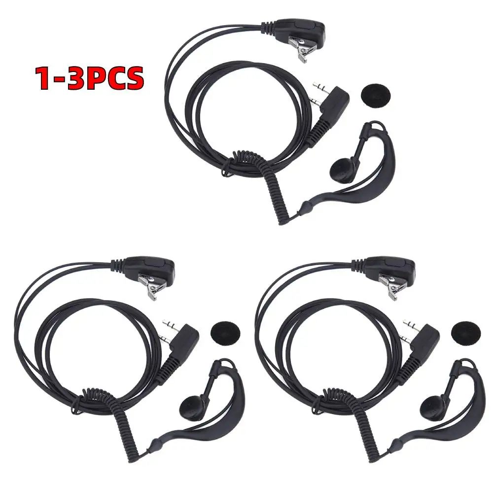 1-3PCS 2 PIN Earpiece Headset PTT MIC 1m Ear Hook Walkie Talkie Earbud Interphone Earphone Earpiece for BAOFENG UV5R/KENWOOD/HYT