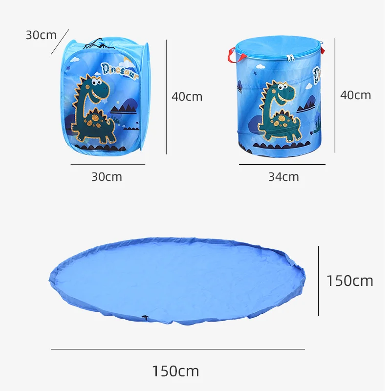 Large Children Toy Storage bag Foldable Storage Basket Play Mat Removable Quick Storage Cartoon Building Blocks Storage Bucket