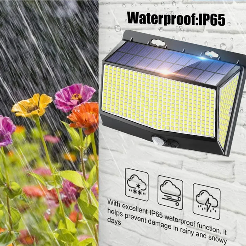 100/468 LED Solar Charging Lighting Integrated Lamp For Outdoor Courtyard And Yard Human Body Sensing Waterproof Wall Lamp