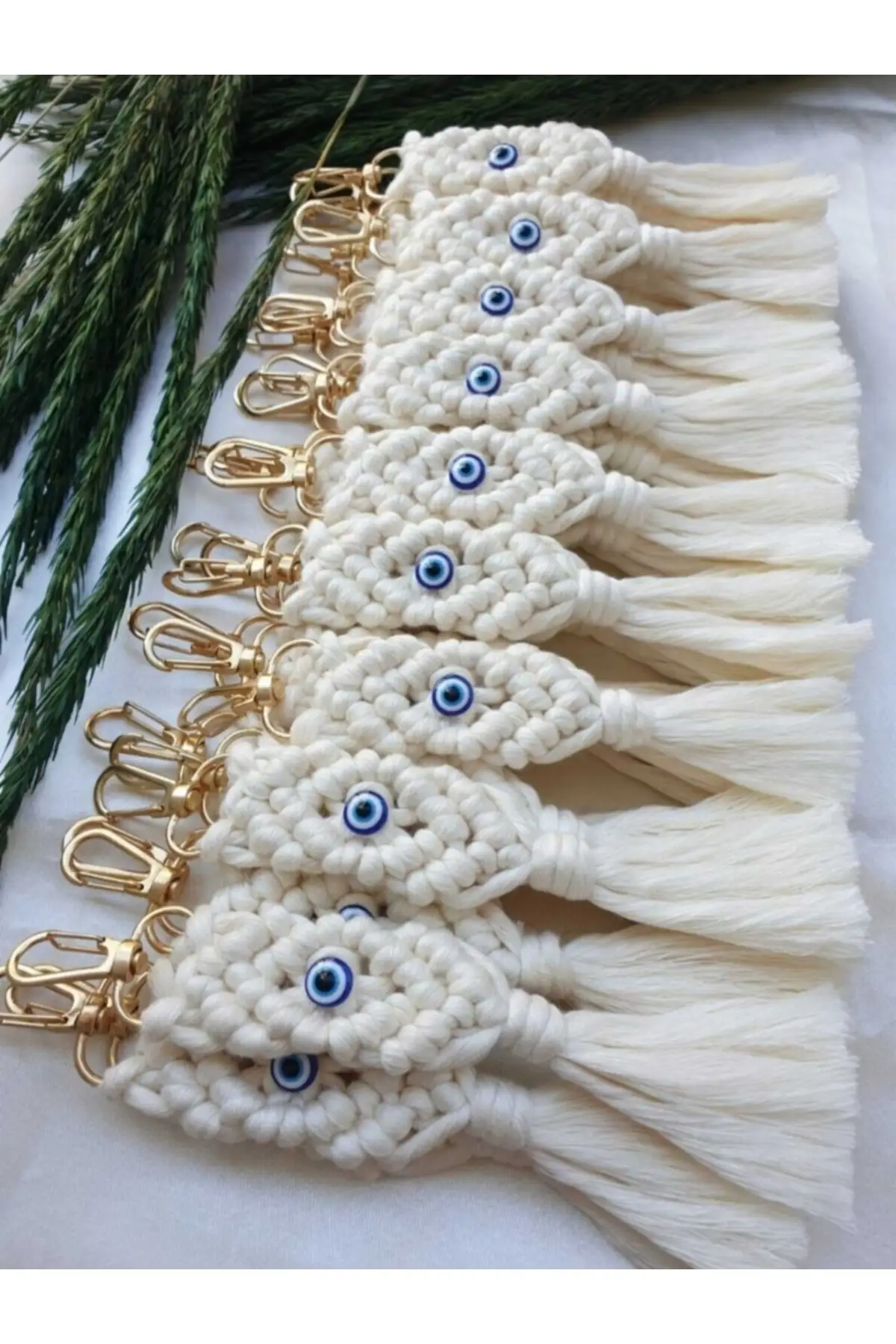 25/50/100Pc Macrame Gift Keychain Evil Eye Beaded Tassel Birthday Party New Year Engagement Henna Circumcision Baby Shower Favor