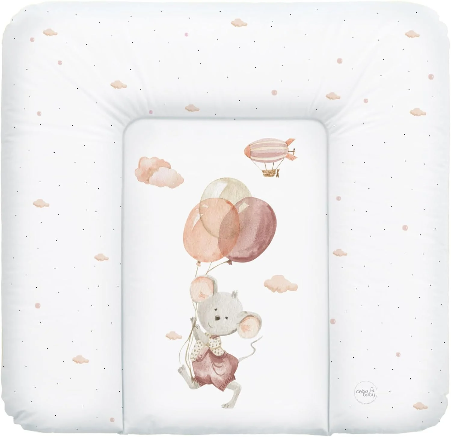 Ceba Baby Fasciatoio Materassino 50x70 cm - Cuscino Morbido e Impermeabile per Cambio Pannolino Neonati e Bambini - Fantasia Topo