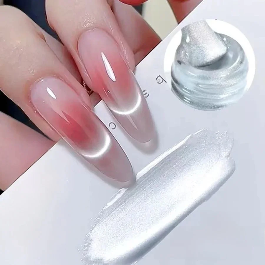 1-24szt WS White Silver Cat Eye Magnetic Gel Nail Polish Ultra Shine Soak Off UV Gel Mirror Glass Cat Magnet Gel Varnish Xmas — zdjęcie 2