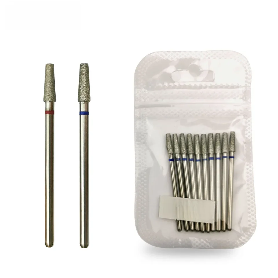 HYTOOS 10 sztuk/paczka 3*9mm stożkowe diamentowe wiertło do skórek 3/32 wiertła do paznokci wiertła do Manicure akcesoria do paznokci narzędzia — zdjęcie 2