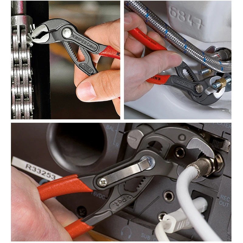 KNIPEX Tools Cobra Water Pump Pliers with Fast Push-Button Adjustment Multifunctional Plumping Tool No.8701 Series