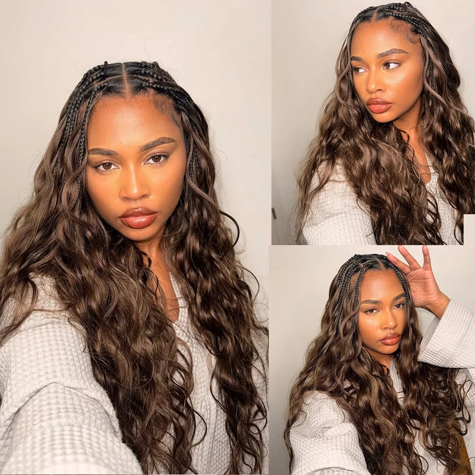 Cabello 100% Humano Crudo Body Wave Miracle Knots Trenzas para Crochet Extensiones Boho Chocolate Feather Cabello Humano para Crochet 2