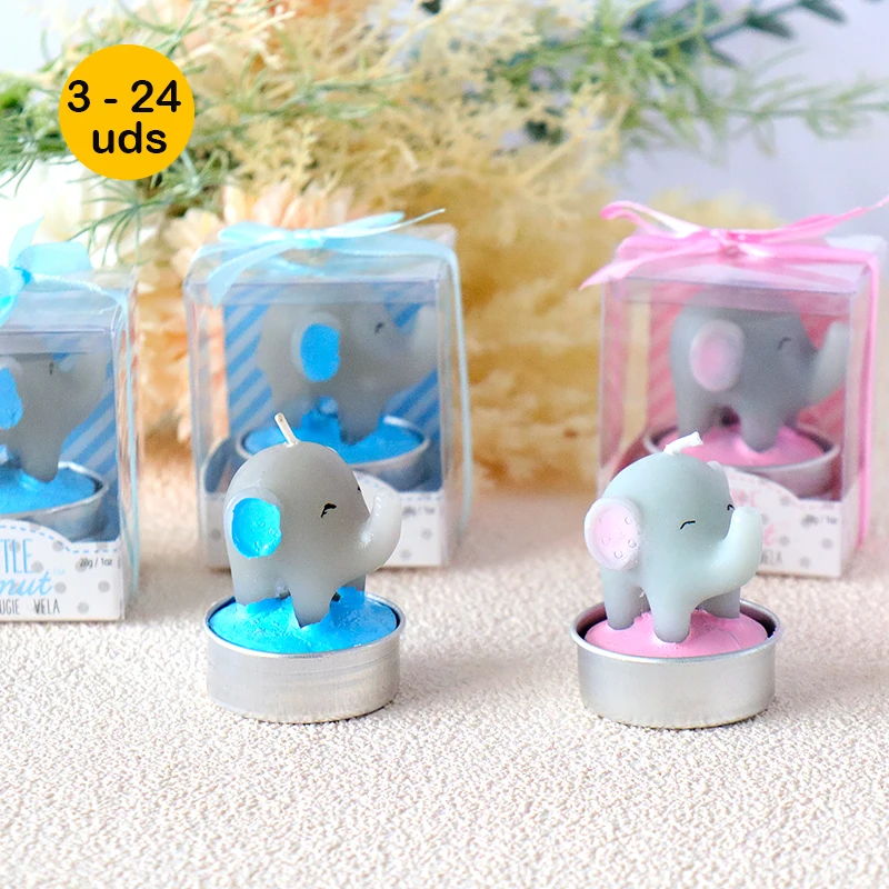 6-24 Pcs Lot Decorative Candles Elephant Christening Candles Guest Christening Details baby shower Child baby shower Girl Original Gifts Christening Decoration Gift Store